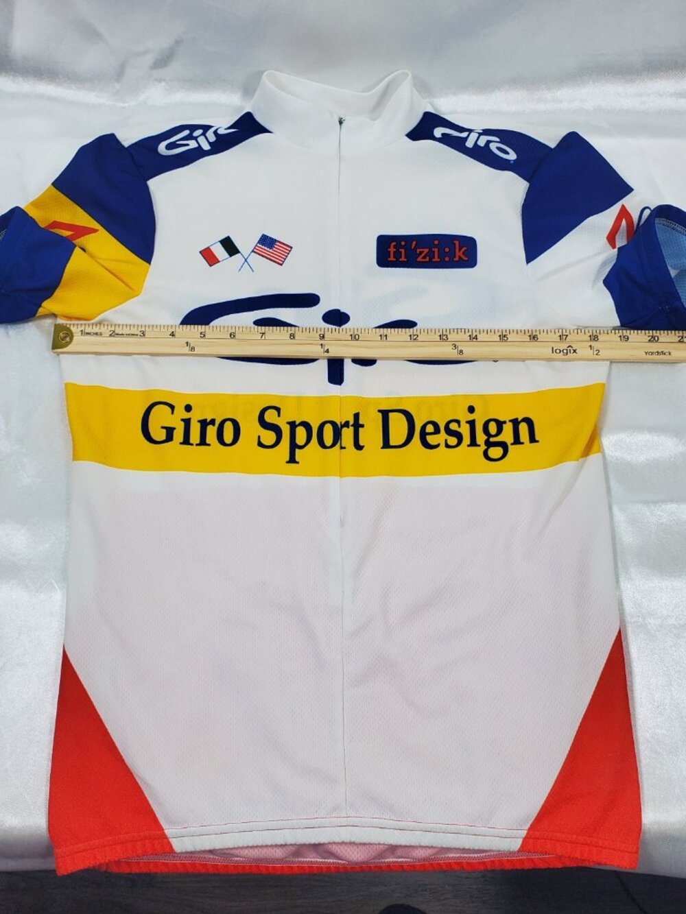 Giro Sport Design Cycling Jersey Made in Italy Short Sleeve Full Zip White Blue - Picture 7 of 7